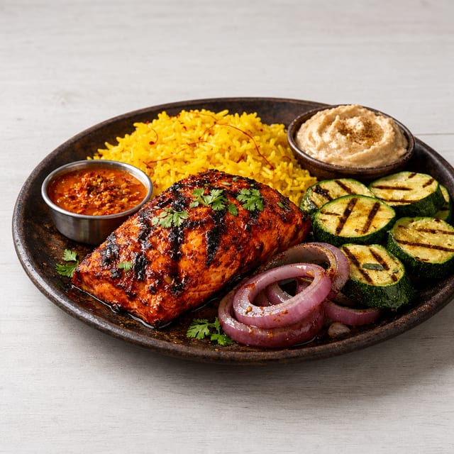 Tandoori Grilled Salmon”.