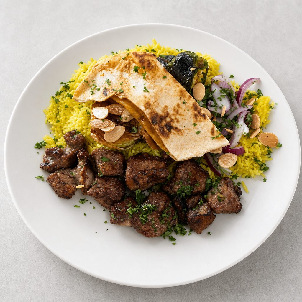 Lamb Kabob Platter.