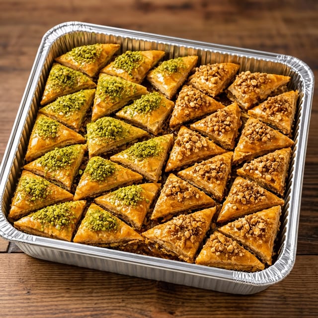 Pistachio Baklava Tray (15 pcs).